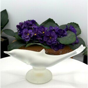 Vintage 1990's Frosted Art Glass Dolphin On Base Signed by Artist